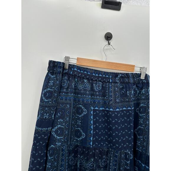 Coldwater Midi Skirt Blue Paisley Ruffle Elastic Stretch Waist Women Size 3X - Picture 3 of 12